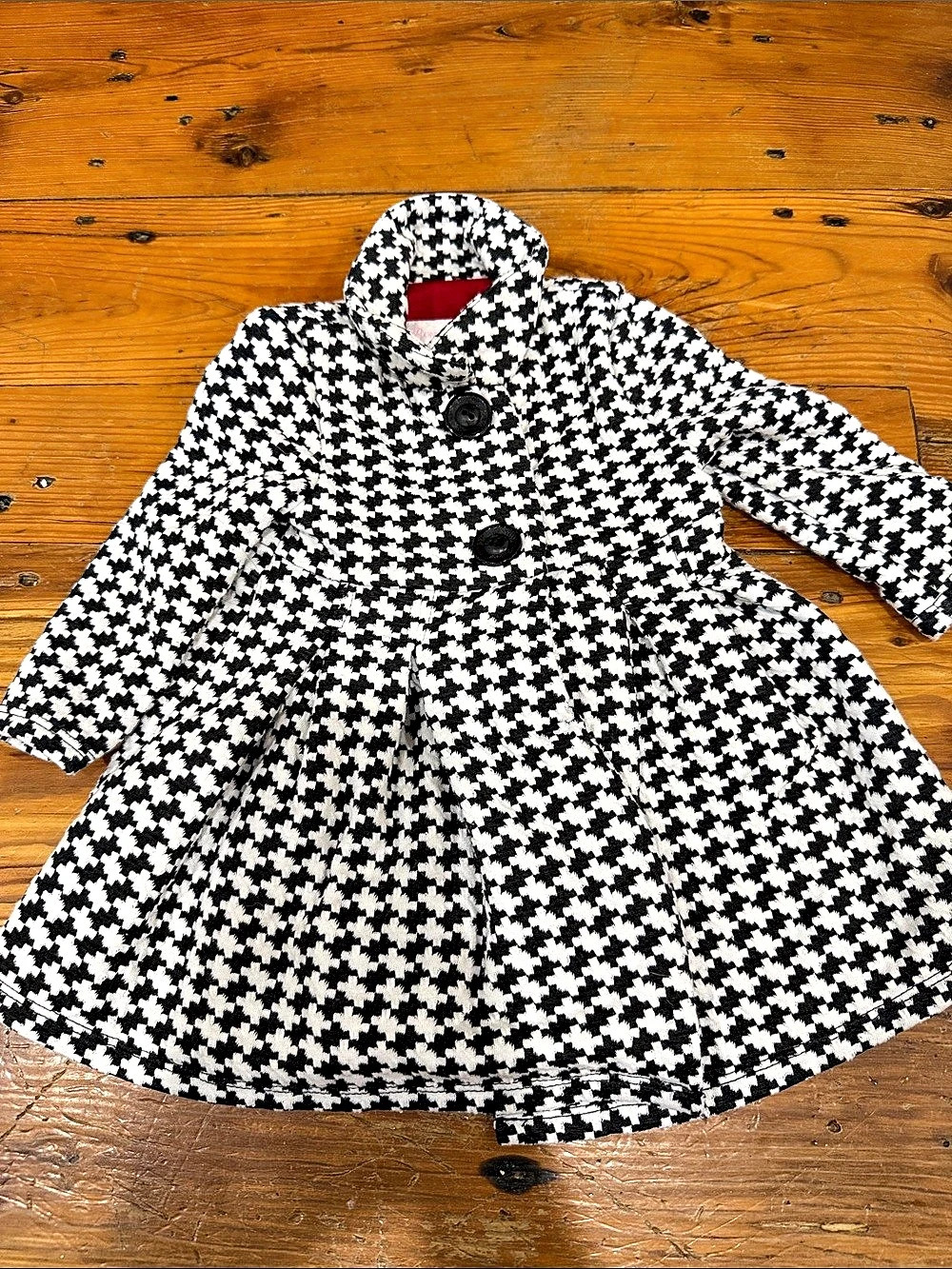Bonnie Baby Girl Black and White Houndstooth Coat size 12 months